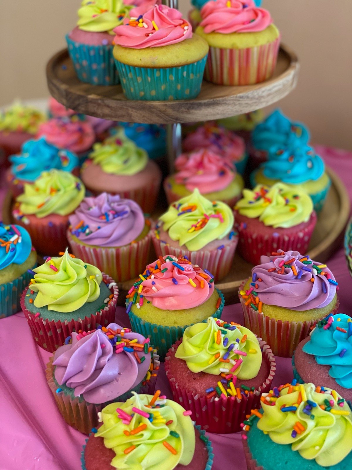 Kari's colorful cupcake tower